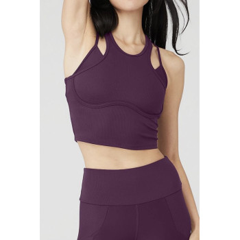 Women's Bra Tank Top is perfect for layering. It's made from a lightweight, shapely knit fabric with a 2-in-1 illusion effect and adjustable double straps that crisscross at the back