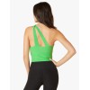 Custom one shoulder longline sports bra cropped yoga tank with removable padding