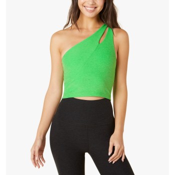 Custom one shoulder longline sports bra cropped yoga tank with removable padding