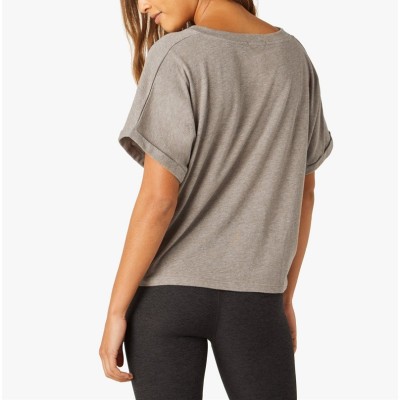 Custom light weight cropped tee short sleeve v neck breathable t shirts