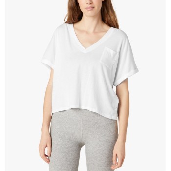 Custom light weight cropped tee short sleeve v neck breathable t shirts