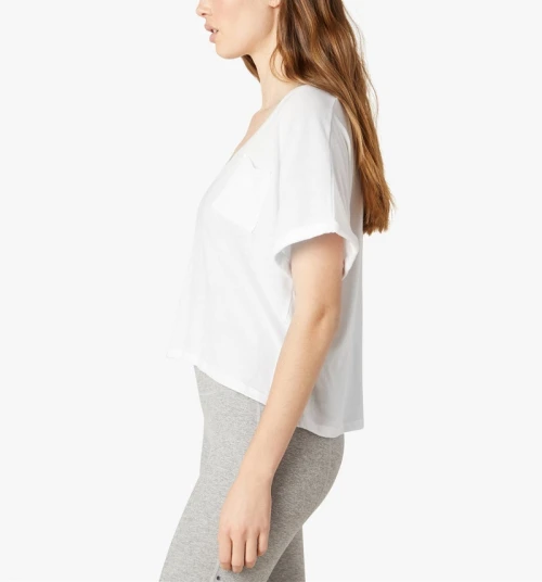 Custom light weight cropped tee short sleeve v neck breathable t shirts