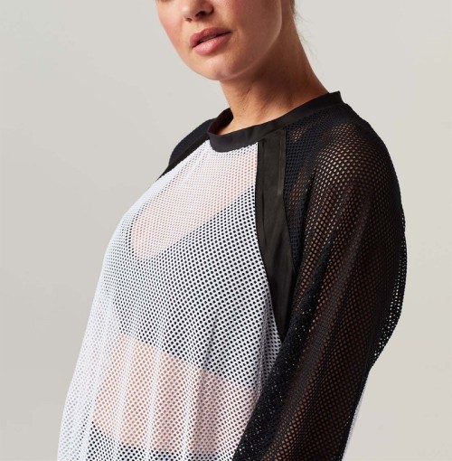 Custom long sleeve mesh shirts color-block breathable gym tops