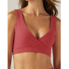 Women's sports bra with overlapping front and deep V-neck back, self-lined, medium supportive, suitable for all scenarios