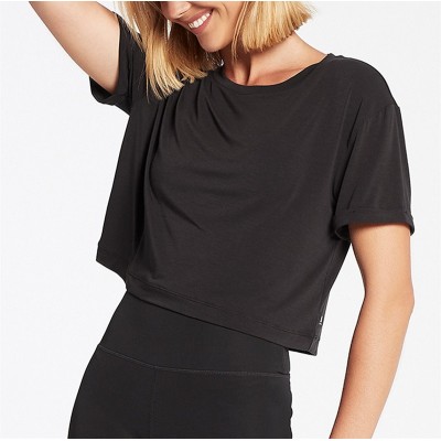 Custom modal flowy cropped shirts for women lightweight breathable t shirts