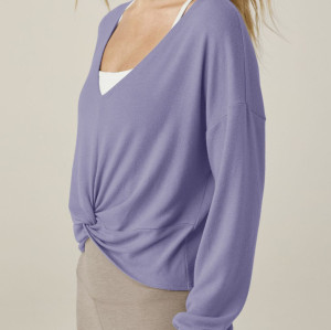 Women's Twist Up Reversible Pullover, Deep V-neckline, Twist detail, Relaxed fit, Reversible design