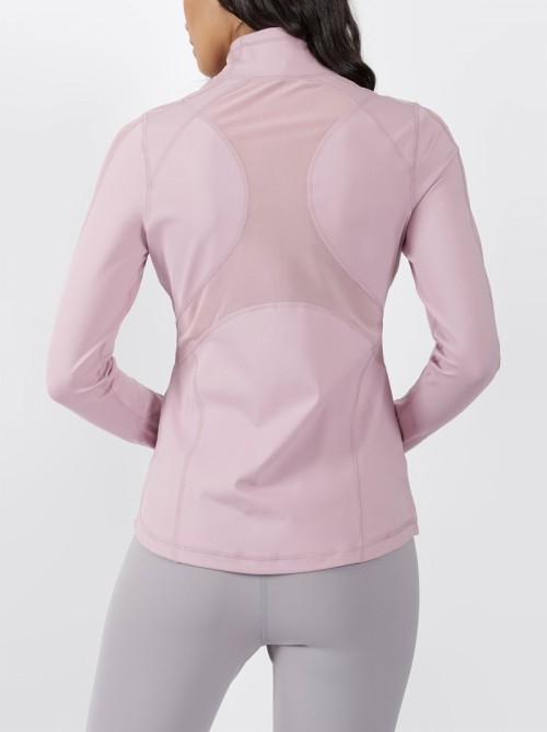 Custom full zipper yoga jackets performance mesh back gym tops