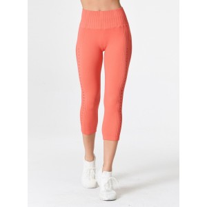 Custom seamless yoga capris for women trendy cutout laser yoga leggings