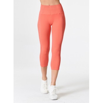 Custom seamless yoga capris for women trendy cutout laser yoga leggings