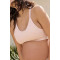 Ultra-comfortable maternity sports bra is made of comfortable ribbed fabric with a round neckline and supportive band at the bottom.