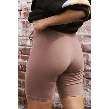 Women's cycling shorts with a high-waisted, flattering fit, made of soft cotton spandex fabric with a stretchy feel, wide elastic waistband with adjustable drawstring