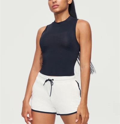 Custom light weight high neck tank with build in bra padded women's tank top