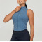 High neck zipper up yoga crop for women full coverage padded tank tops