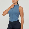 High neck zipper up yoga crop for women full coverage padded tank tops