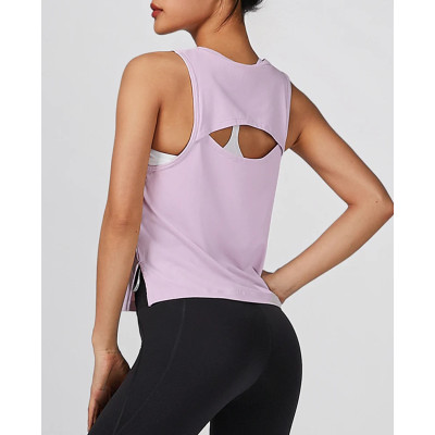 Custom side split training tank top back cutout women tank