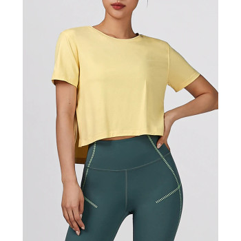 Lightweight loose fit cropped t shorts with side split for women