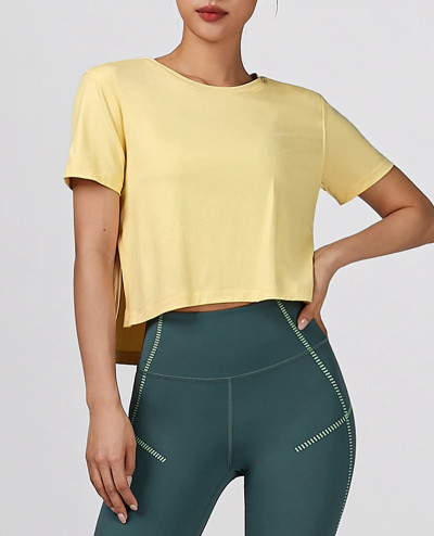 Lightweight loose fit cropped t shorts with side split for women