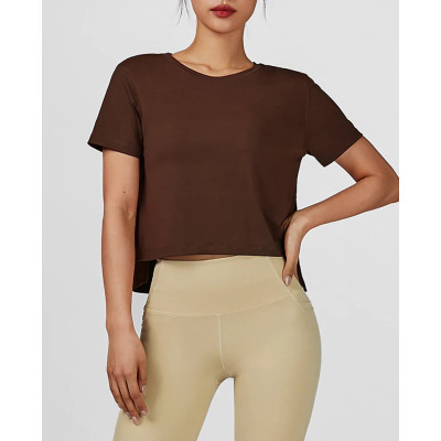 Lightweight loose fit cropped t shorts with side split for women