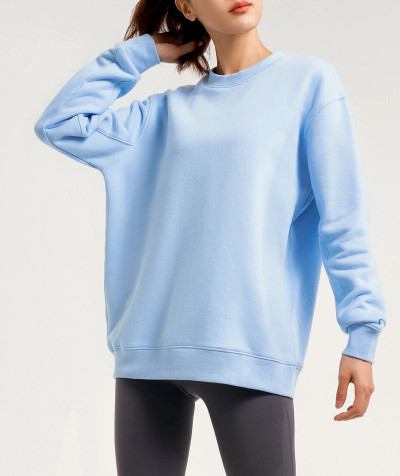 Custom fleece cotton crew neck sweatshirts for women relaxed fit hoodies