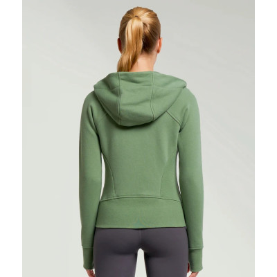 Knit zip hoodies zipper up cotton jackets with thumb holes