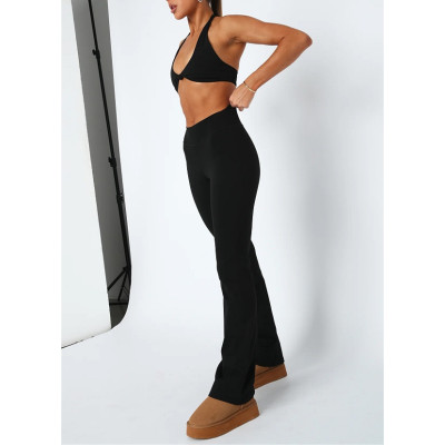 Custom athleisure yoga flared pants high waisted yoga leggings for women