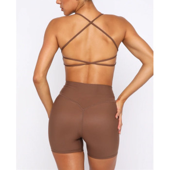 New arrival back cross sports bra trendy scoop neck athleisure crop bralette