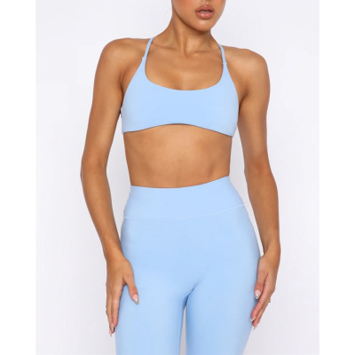 New arrival back cross sports bra trendy scoop neck athleisure crop bralette