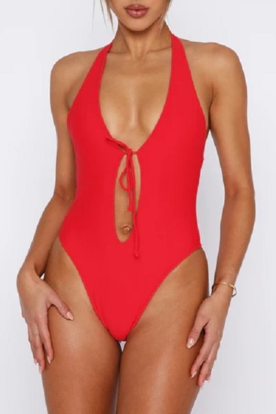 Custom plunge sexy one piece swimsuits backless swimwear