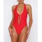 Custom plunge sexy one piece swimsuits backless swimwear