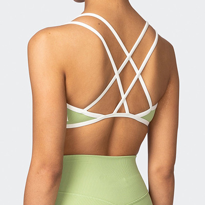 Cross Criss Sport Bras Padded Strappy Sports Bras for Yoga Workout Fitness Low Impact