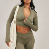 Women's Cropped Workout Jacket , Zip Jacket, Running Athletic Outwear Slim Fit Long Sleeve Yoga Top