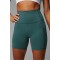 High waisted compressive yoga shorts with side mesh pockets flattering biker shorts for women