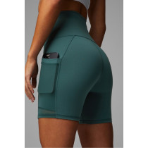 High waisted compressive yoga shorts with side mesh pockets flattering biker shorts for women