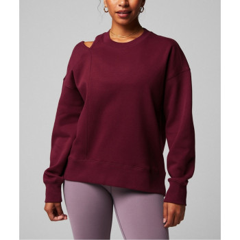 Custom cotton cut out fleece sweatshirts women's pullover