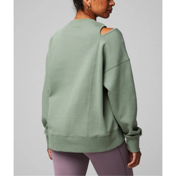 Custom cotton cut out fleece sweatshirts women's pullover