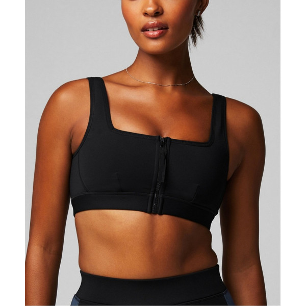 Custom nylon spandex zipper sports bra medium support yoga bralette for women