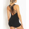 Custom back cross one piece yoga jumpsuits scoop neck short yogasuits