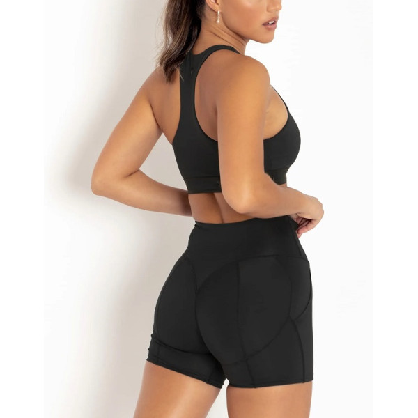 Custom booty biker shorts with side pockets high waist performance yoga shorts