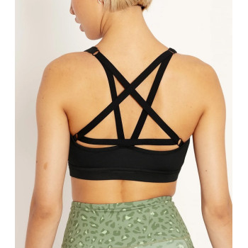 Custom scoop neck back cross straps yoga bra high impact sports bra