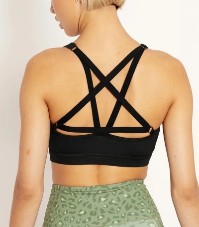 Custom scoop neck back cross straps yoga bra high impact sports bra