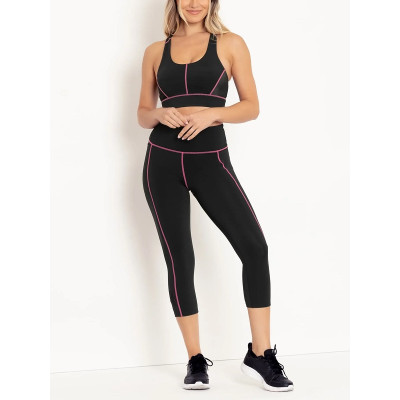 High waist moisture-wicking fitness tights color block yoga capris