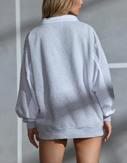 Oversized cotton half zipper hppdies for women relaxed fit cozy sweatshirts
