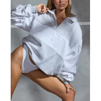 Oversized cotton half zipper hppdies for women relaxed fit cozy sweatshirts