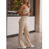 Custom one piece ribbed yoga jumpsuits athleisure style bodysuits for women