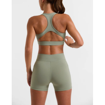 Custom cut out back sports bra plunge neck everydays sports bra