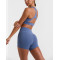 Crisscross no front seam yoga shorts with side pockets high waisted booty shorts