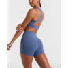 Crisscross no front seam yoga shorts with side pockets high waisted booty shorts
