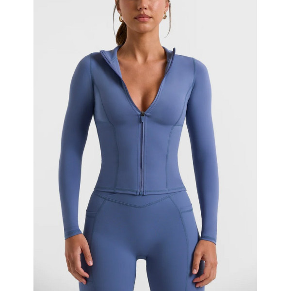 Full zipper yoga jackets high neck long sleeve moisture wicking stretchy jackets for women