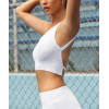 One shoulder athleisture ribbed crop top backless cropped tank top