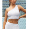 One shoulder athleisture ribbed crop top backless cropped tank top
